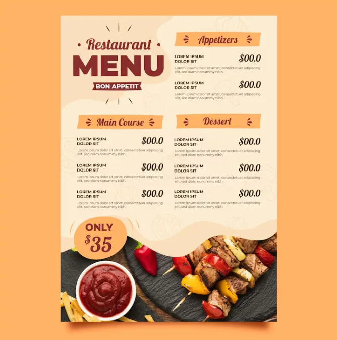 Menu quán ăn, nhà hàng