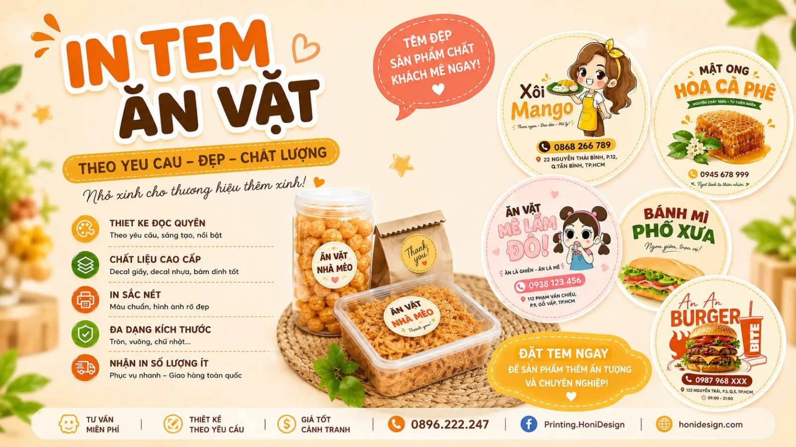 In Tem Nhãn Đồ Ăn Vặt Theo Yêu Cầu – Tăng Nhận Diện Thương Hiệu Cho Sản Phẩm