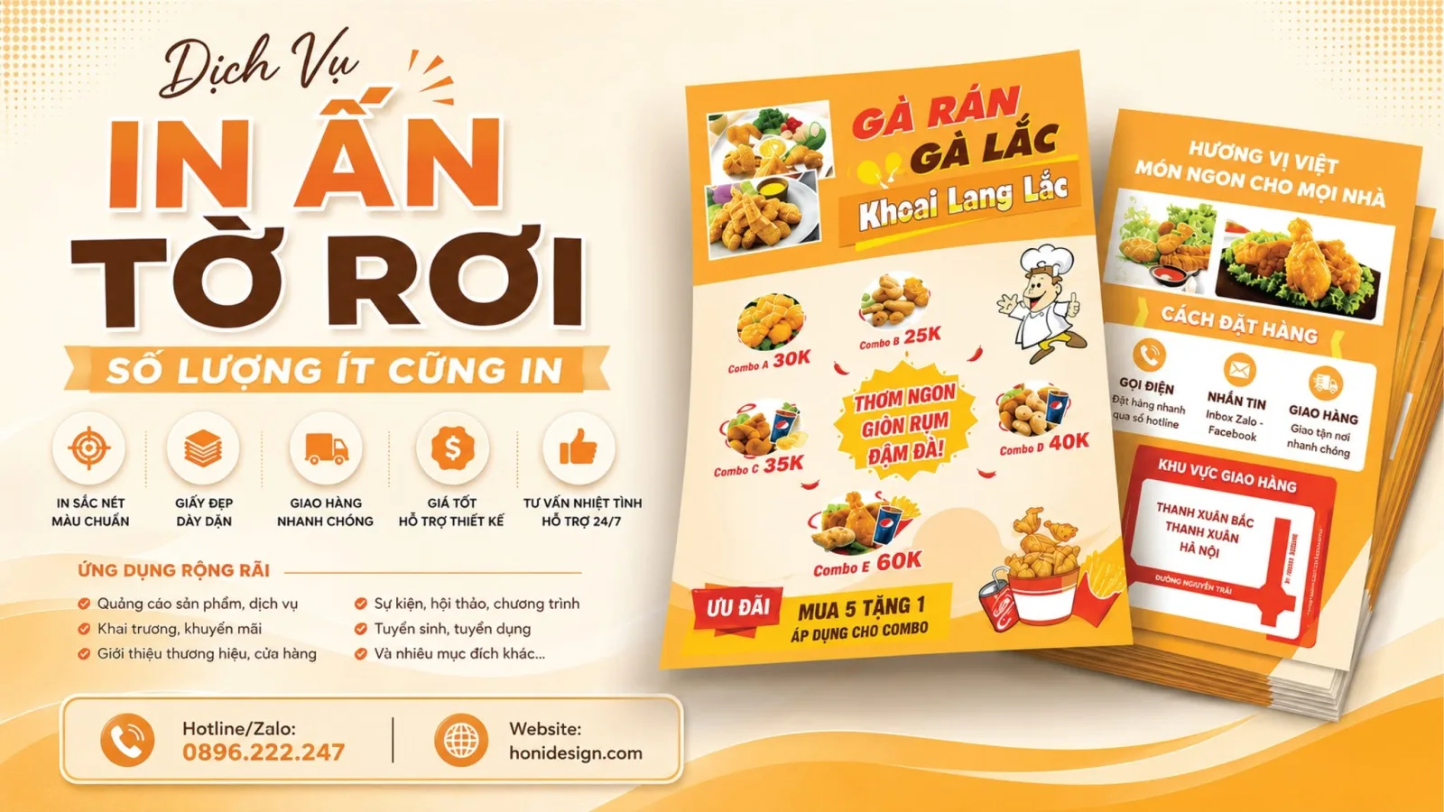 In Tờ Rơi Đồ Ăn Nhanh Theo Yêu Cầu – Quảng Bá Hiệu Quả Cho Quán Ăn Và Thương Hiệu F&B